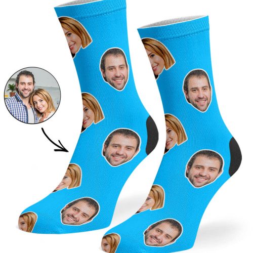 BLue Couple Face Socks