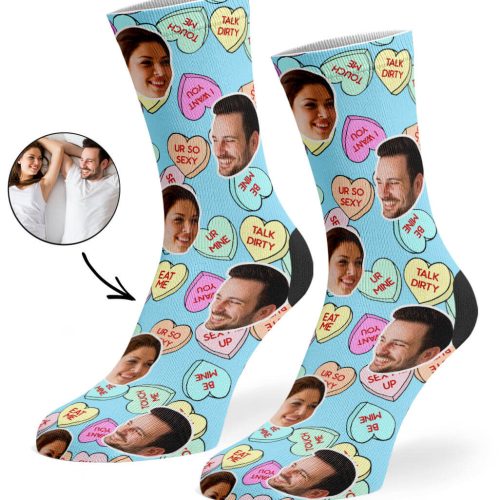 Baby BLue Naughty Love Hearts Socks