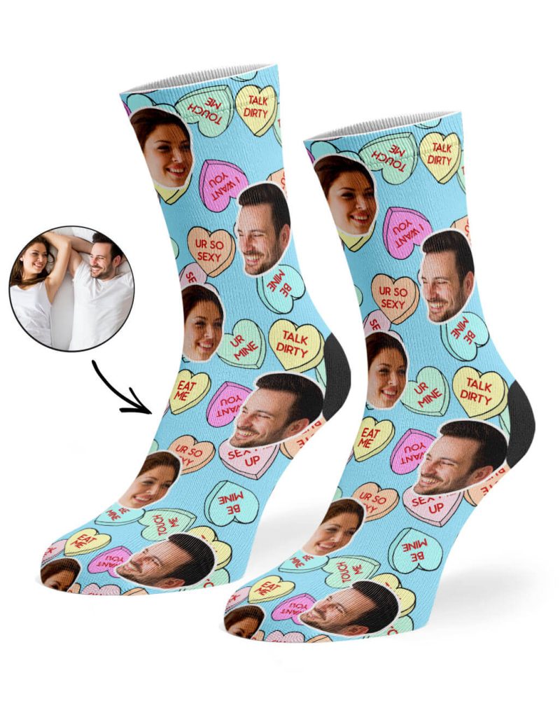 Baby BLue Naughty Love Hearts Socks