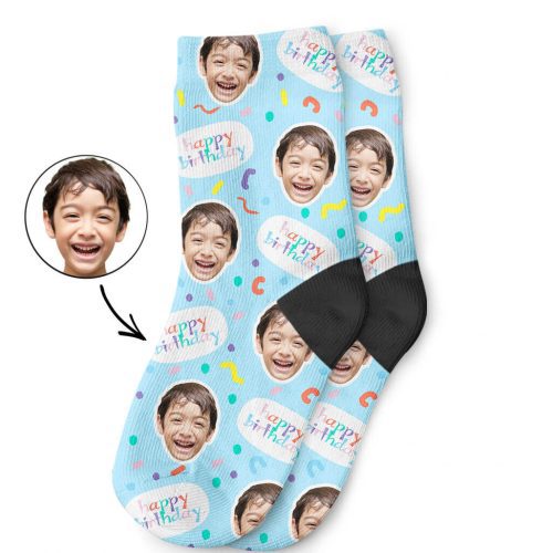 Baby Blue Happy Birthday Kids Socks