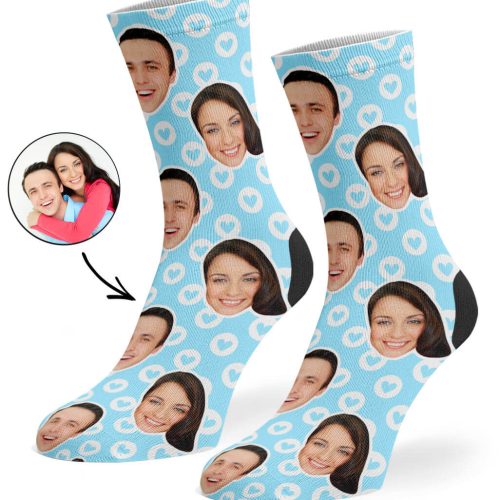 Baby Blue Circle Hearts Socks