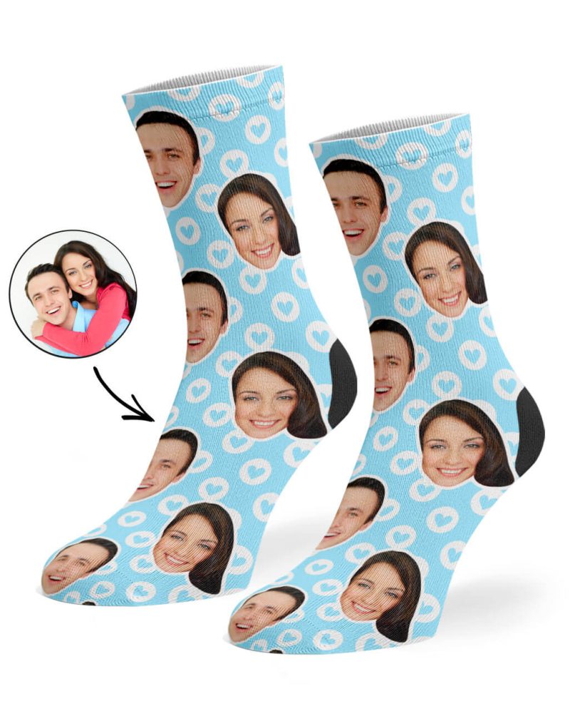 Baby Blue Circle Hearts Socks