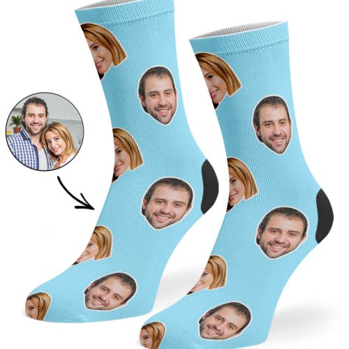 Baby Blue Couple Face Socks