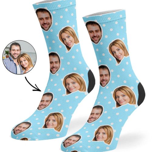 Baby Blue Couples Spotty Face Socks