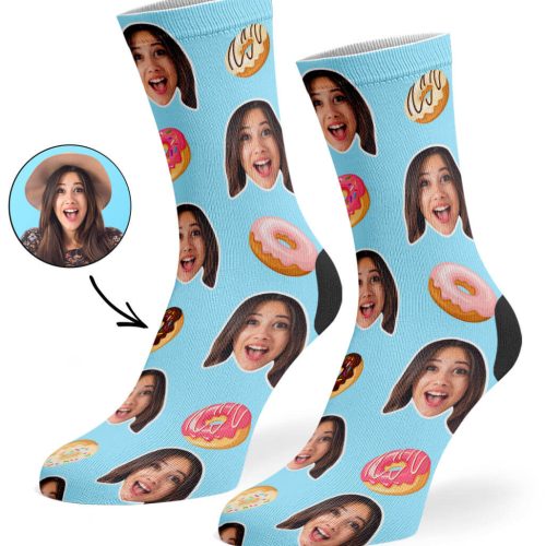 Baby Blue Donut Face Socks