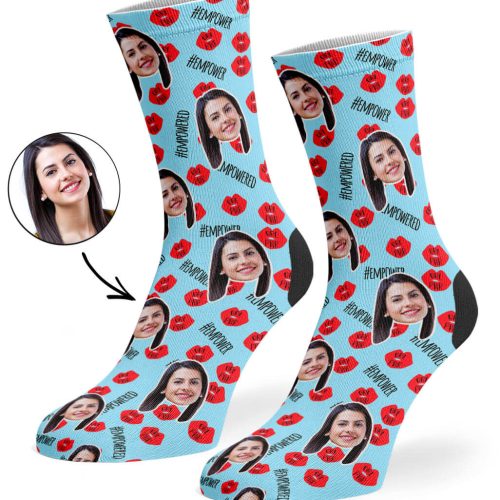 Baby Blue Girl Power Lips Socks