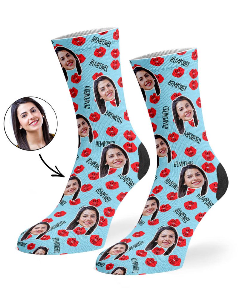 Baby Blue Girl Power Lips Socks