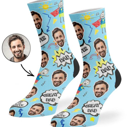 Baby Blue Great Dad Face Socks