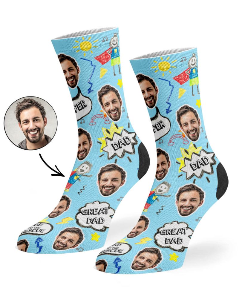 Baby Blue Great Dad Face Socks