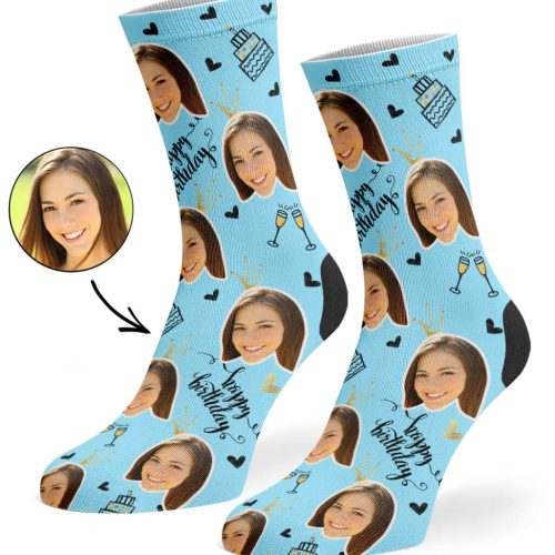 Baby Blue Happy Birthday Champagne Socks