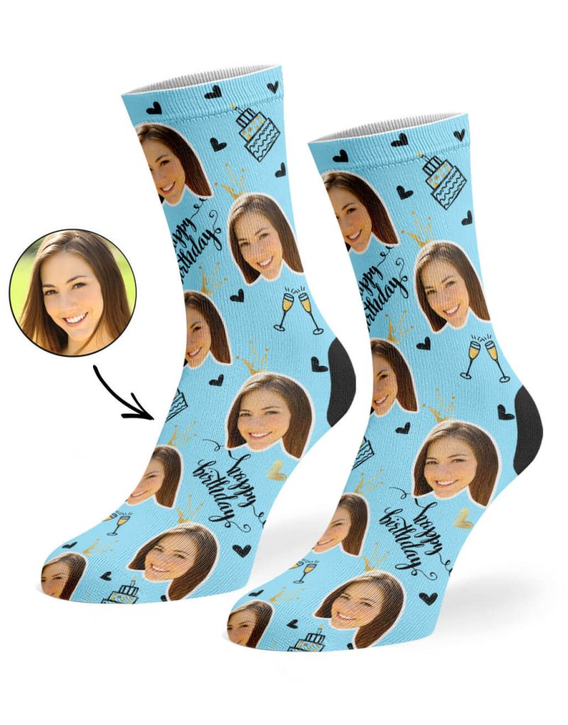 Baby Blue Happy Birthday Champagne Socks