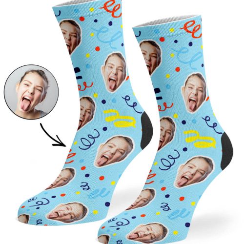 Baby Blue Happy Birthday Confetti Socks