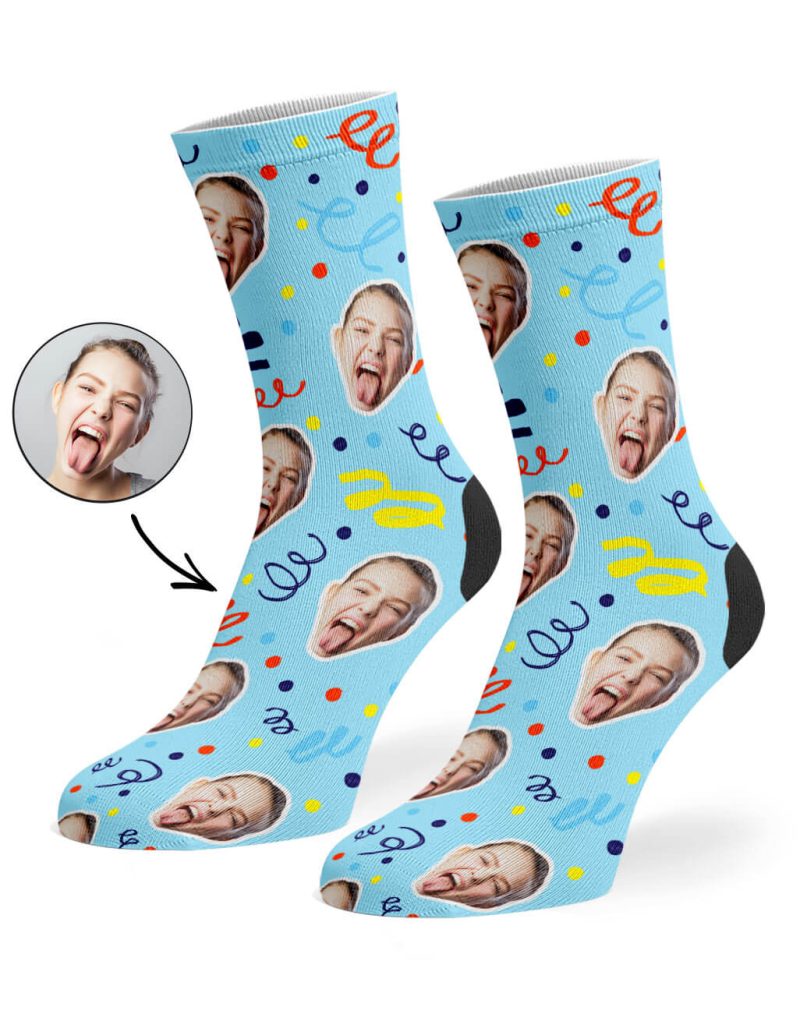 Baby Blue Happy Birthday Confetti Socks