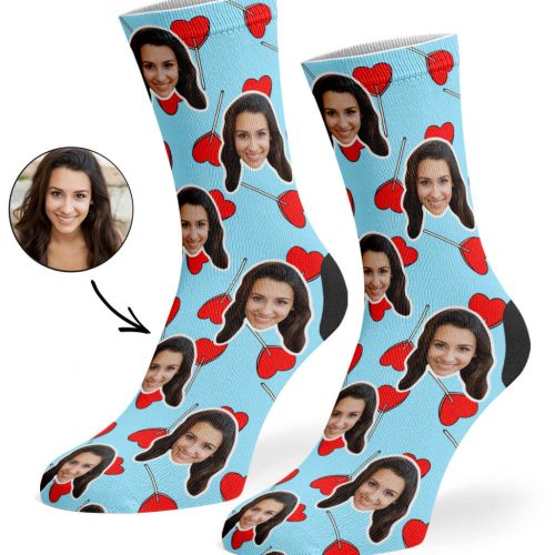 Baby Blue Heart Lollipops Socks