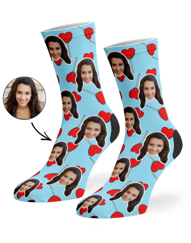 Baby Blue Heart Lollipops Socks