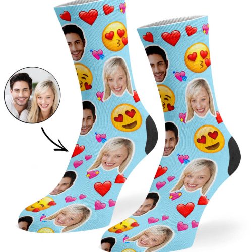 Baby Blue Love Emoji Socks