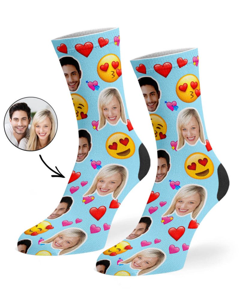 Baby Blue Love Emoji Socks