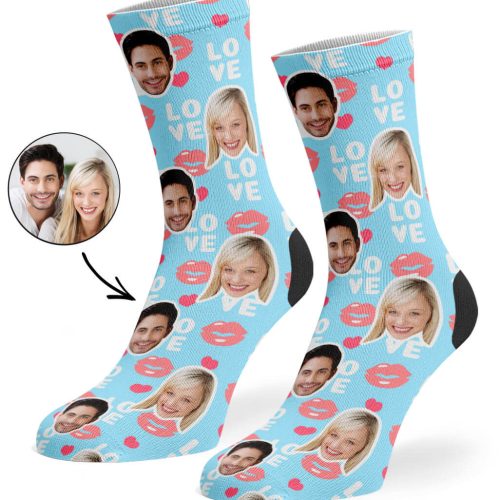 Baby Blue Love Lips Socks