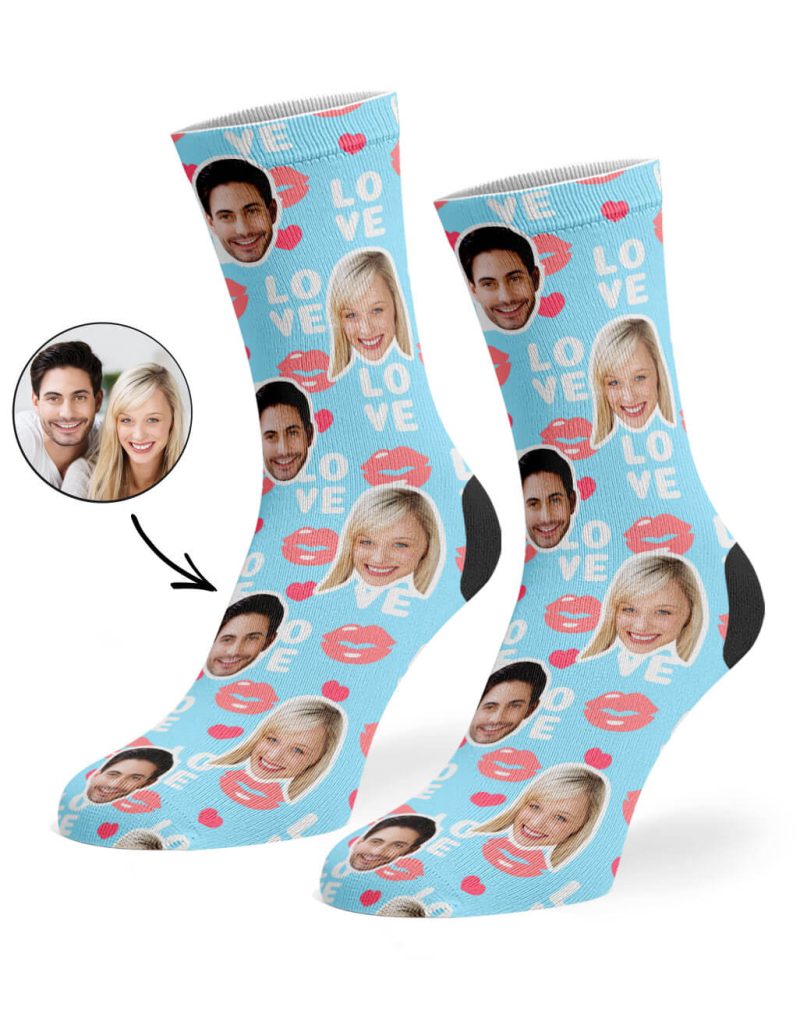 Baby Blue Love Lips Socks