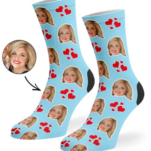 Baby Blue My Valentine Face Socks