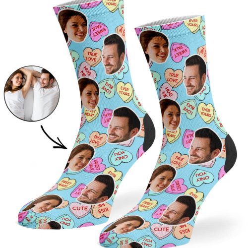 Baby Blue Nice Love Hearts Socks