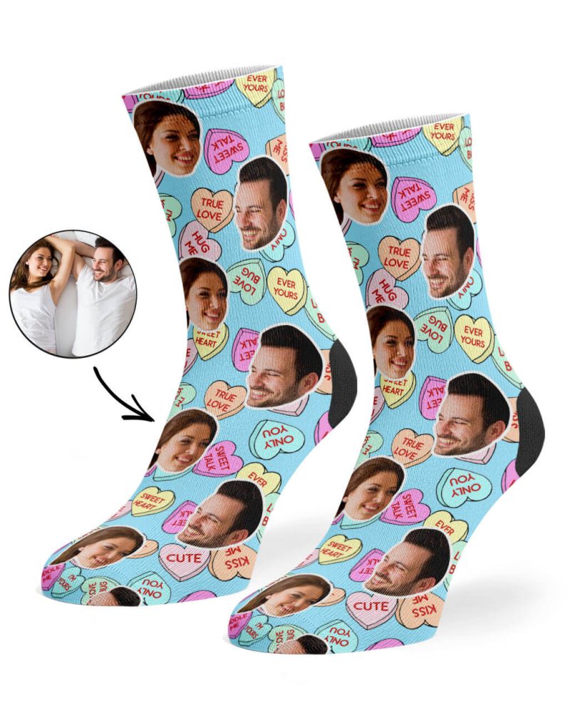 Baby Blue Nice Love Hearts Socks