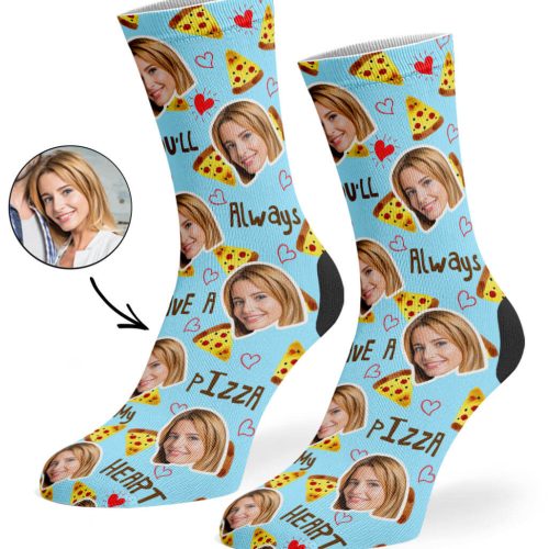 Baby Blue Pizza My Heart Socks