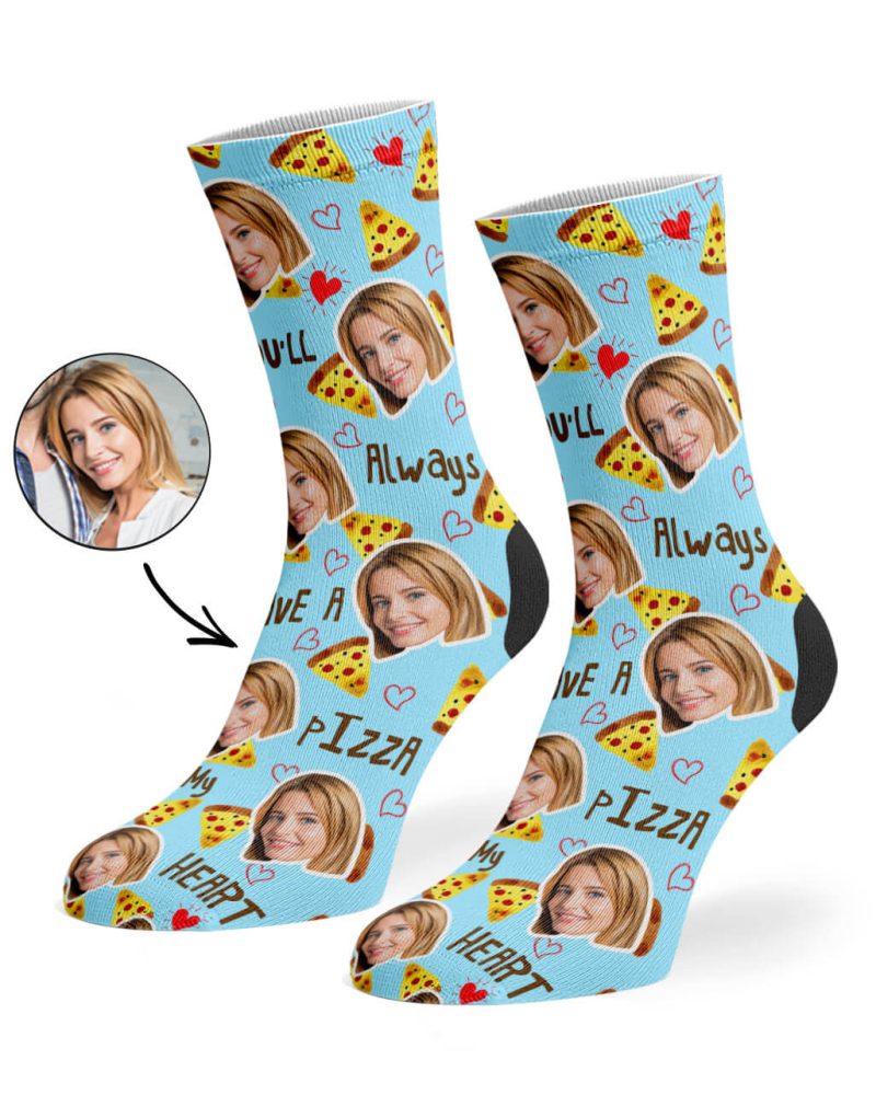 Baby Blue Pizza My Heart Socks