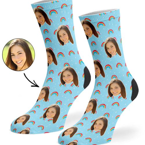 Baby Blue Rainbow Face Socks