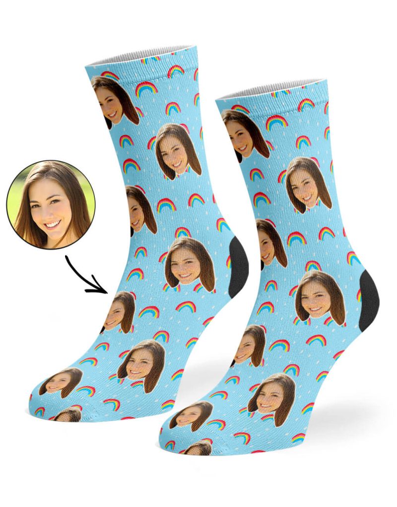 Baby Blue Rainbow Face Socks