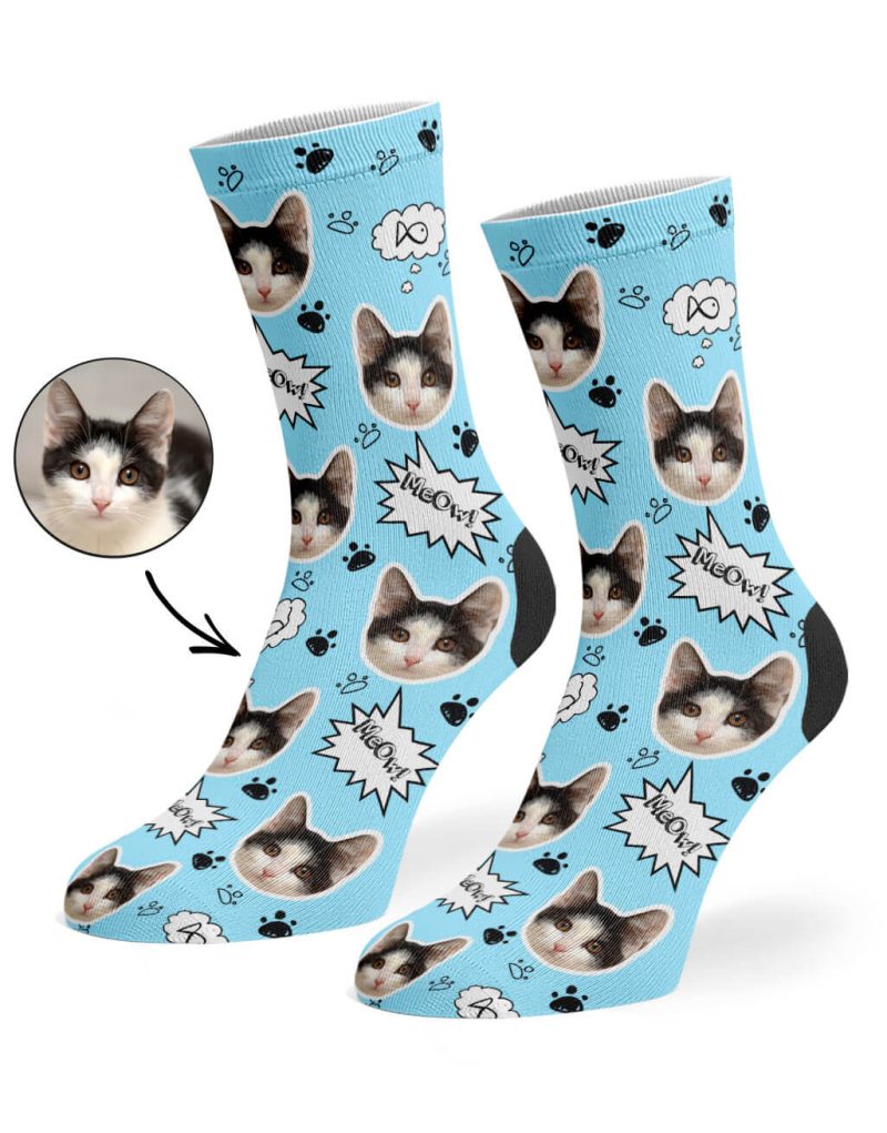 Baby Blue Your Cat Meow Socks