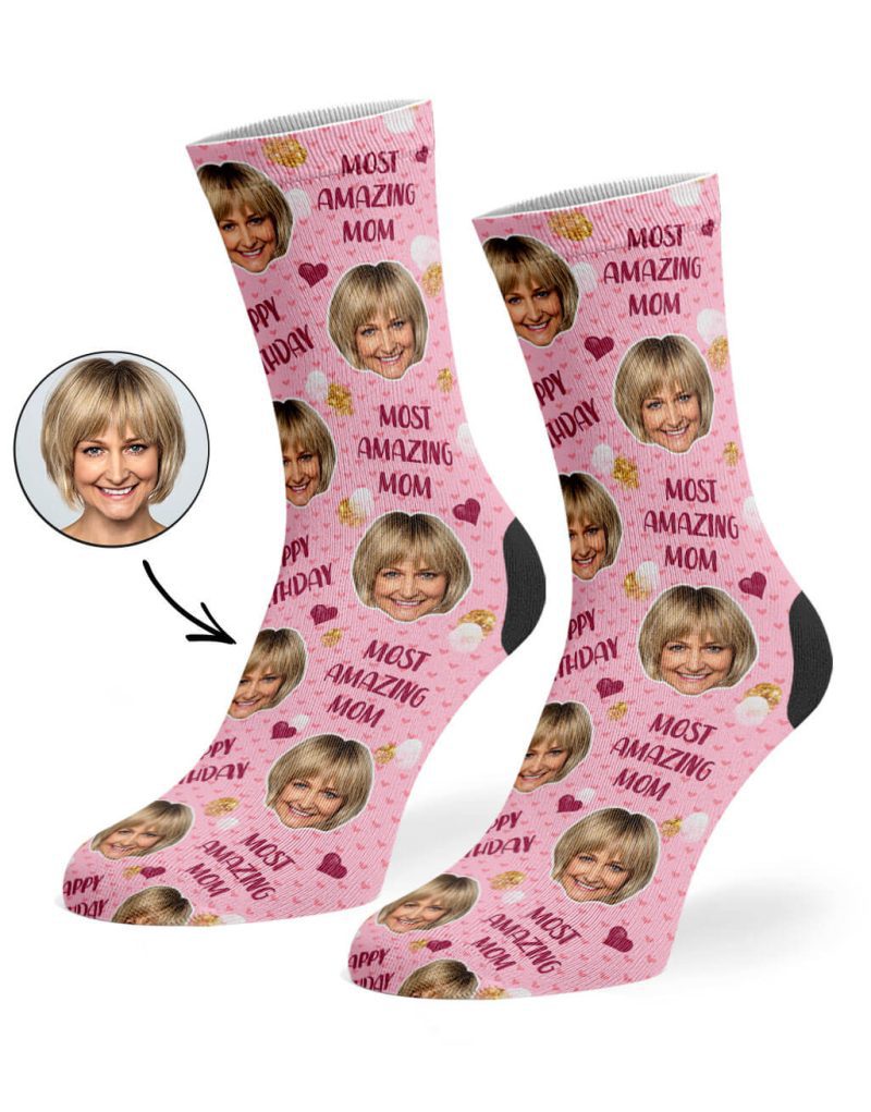 Baby Pink Amazing Mom Birthday Socks