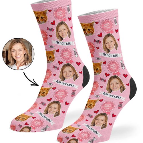 Baby Pink Best Cat Mom Socks