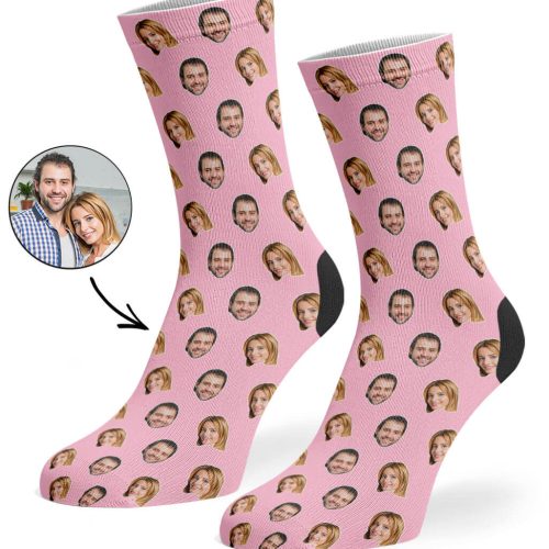 Baby Pink Couples Face Pattern Socks