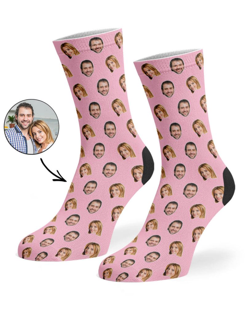 Baby Pink Couples Face Pattern Socks