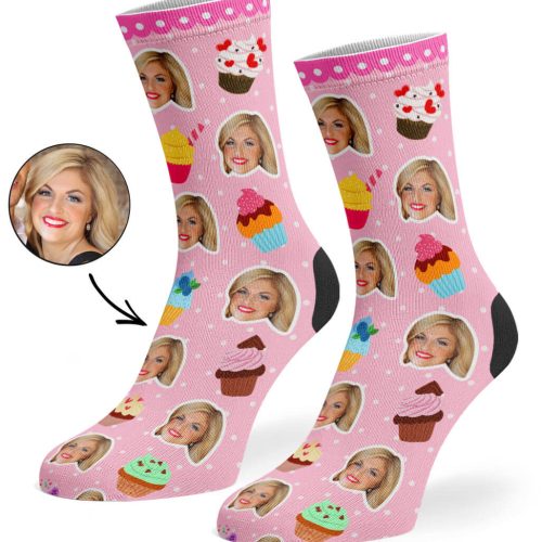 Baby Pink Cupcake Face Socks