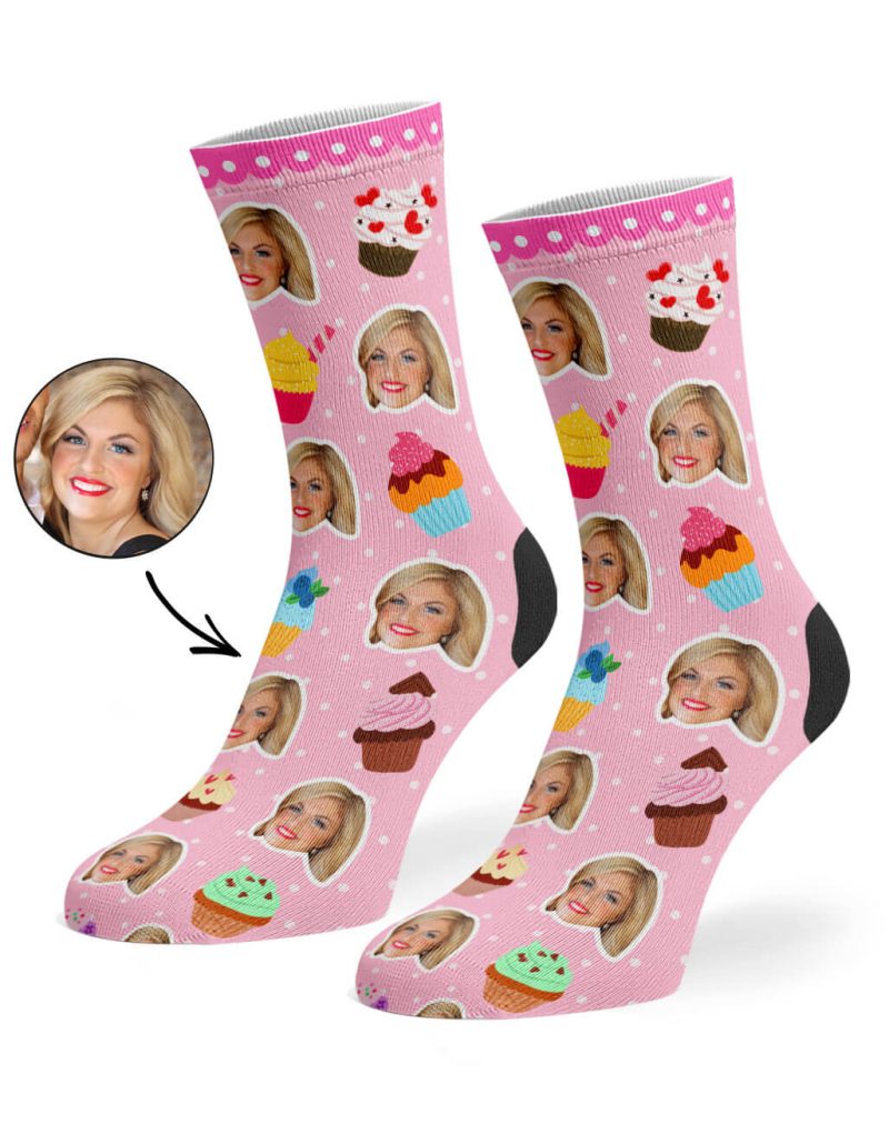 Baby Pink Cupcake Face Socks