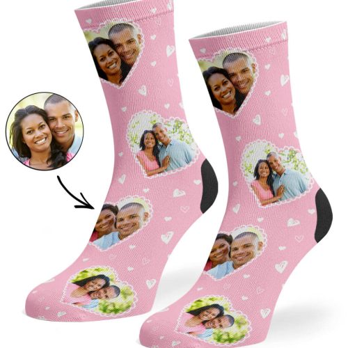 Baby Pink Cute Heart Collage Socks