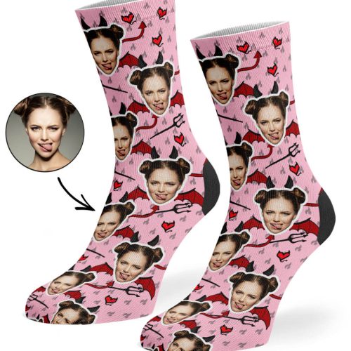 Baby Pink Devil Face Socks