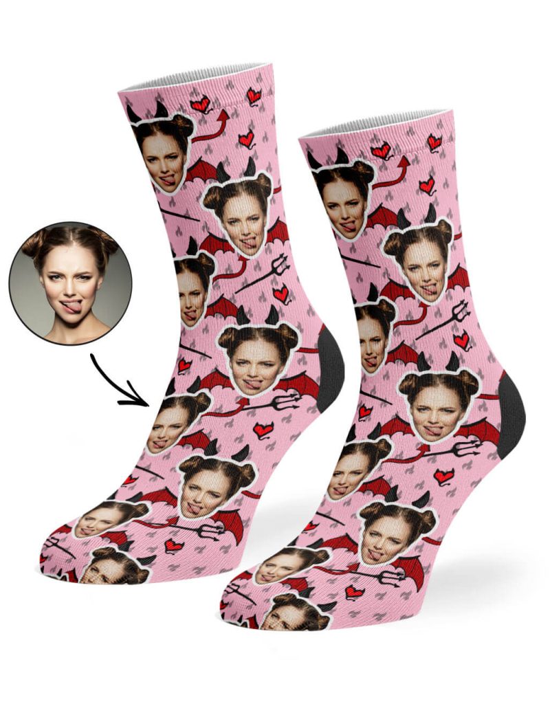 Baby Pink Devil Face Socks