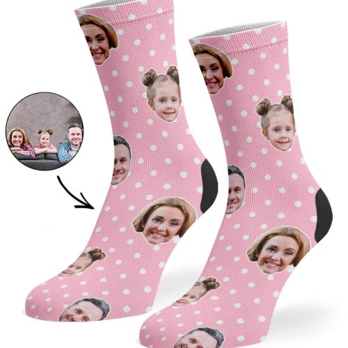 Baby Pink Family Spotty Face Socks