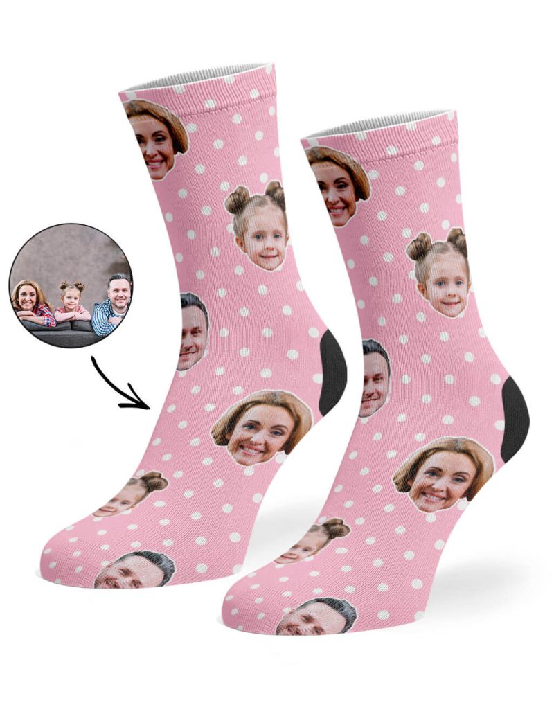 Baby Pink Family Spotty Face Socks