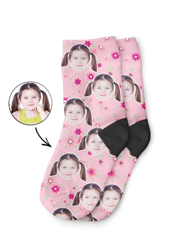 Custom Flower Face Kids Socks