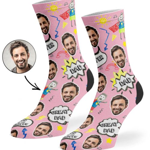 Baby Pink Great Dad Face Socks