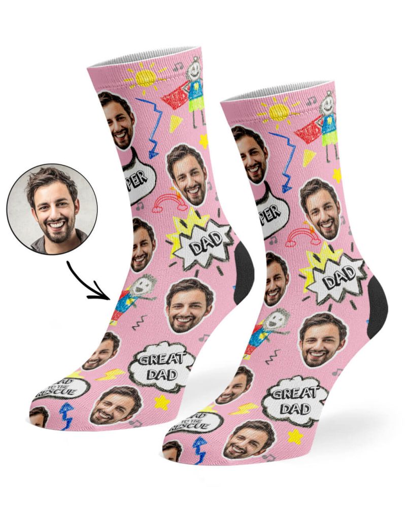 Baby Pink Great Dad Face Socks