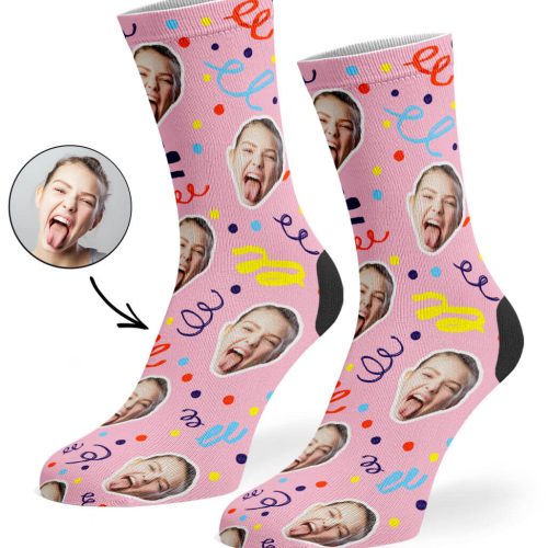 Baby Pink Happy Birthday Confetti Socks