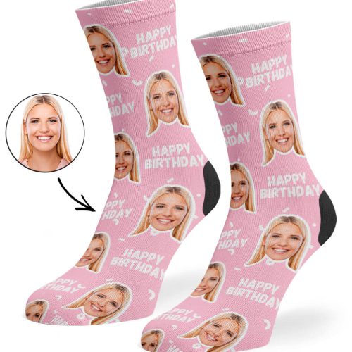 Baby Pink Happy Birthday Socks