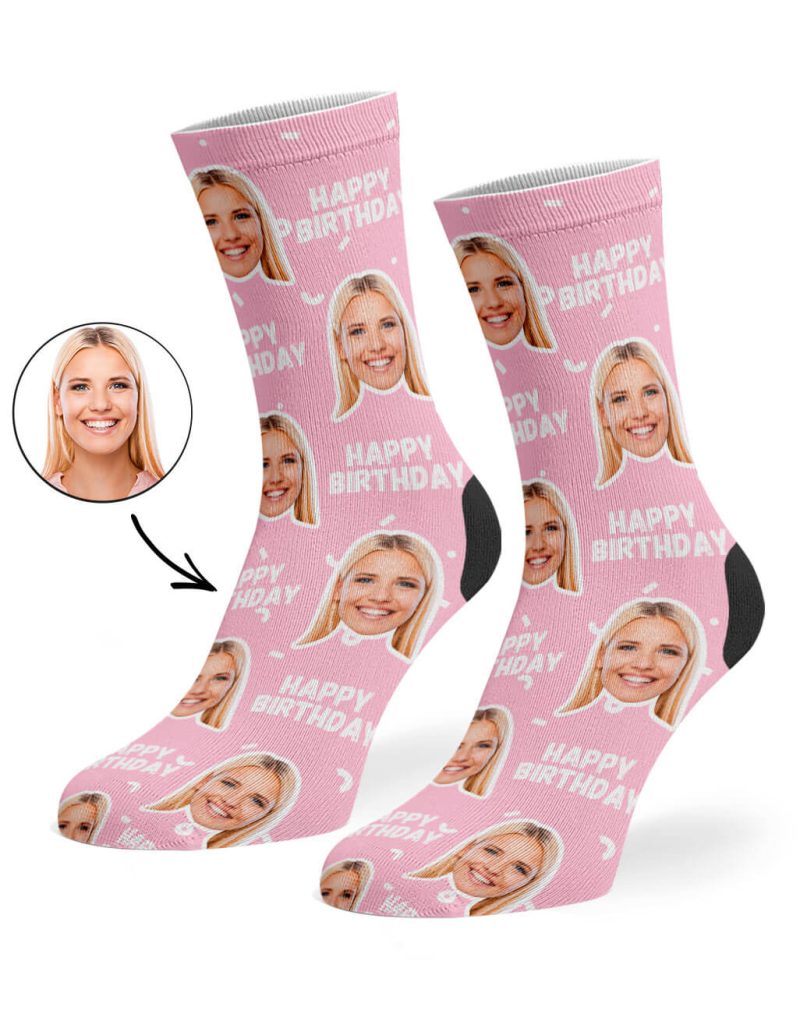 Baby Pink Happy Birthday Socks