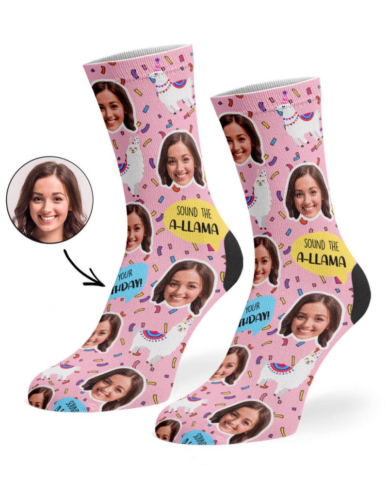 Baby Pink Llama Birthday Socks