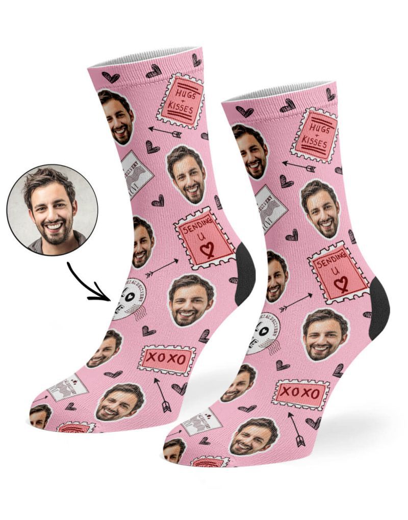 Baby Pink Love Stamp Face Socks